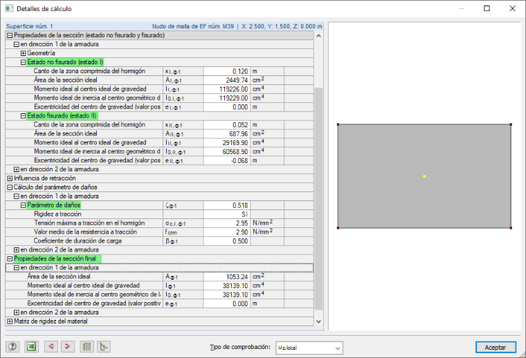 Dialog Berechnungsdetails