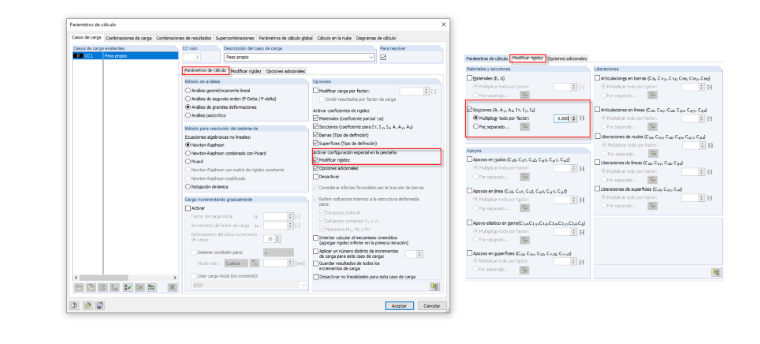 Dialog Berechnungsparameter