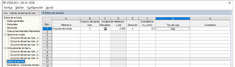 Configuración de los datos de servicio