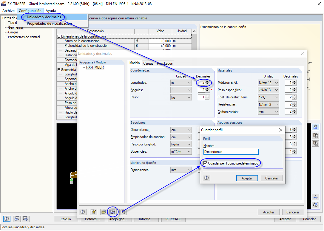 Configuración de decimales