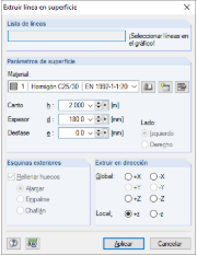 Extruir línea en superficie