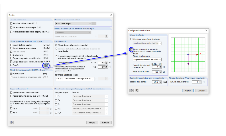 Configuración detallada para el cálculo de la liquidación