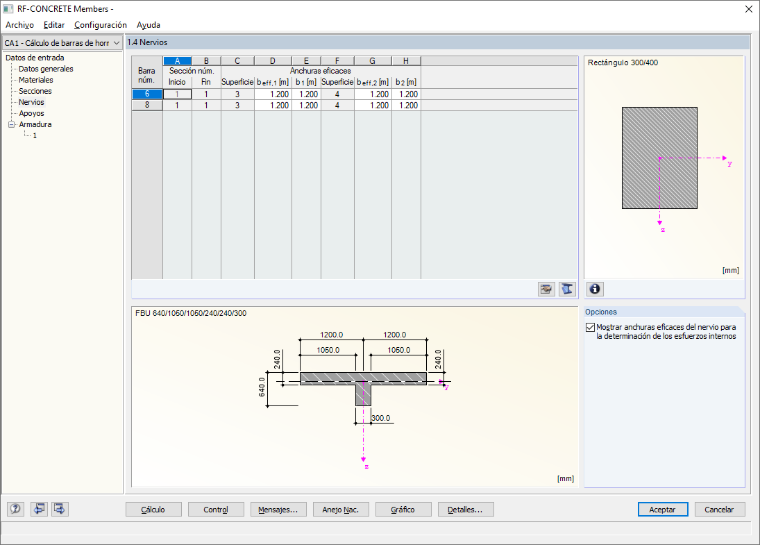 Visualización del nervio en RF-CONCRETE Members