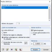 Resultado de la comprobación del modelo para nudos idénticos