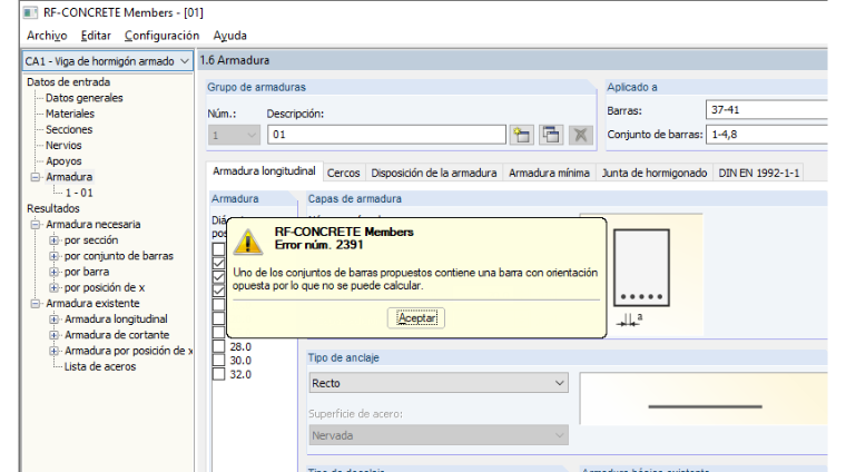 Mensaje de error núm. 2391