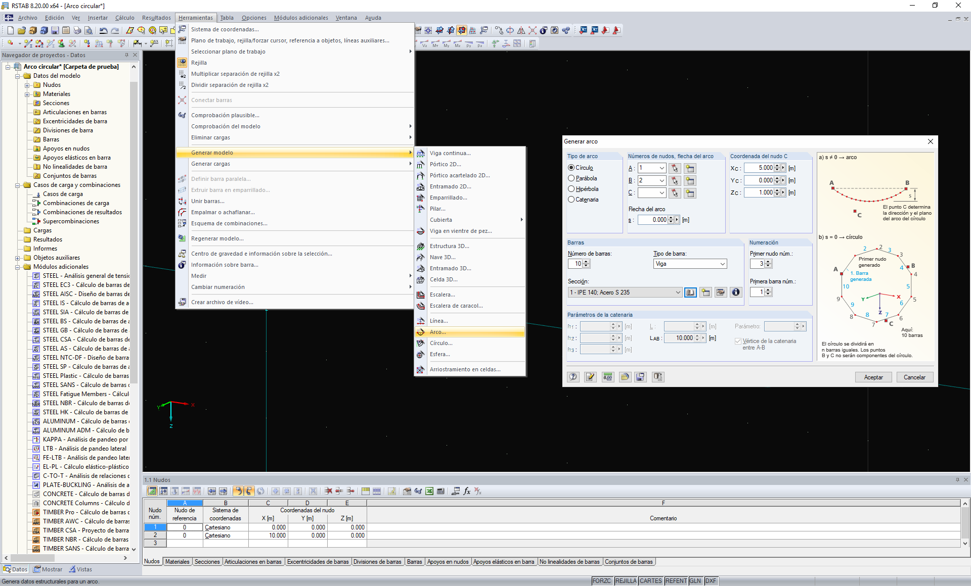 Crear arco circular