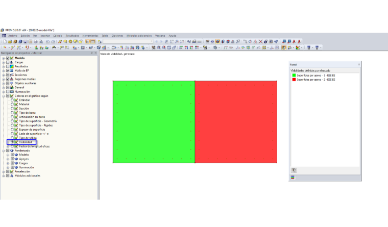 Navegador de proyectos - Mostrar: Colores en el gráfico según la visibilidad