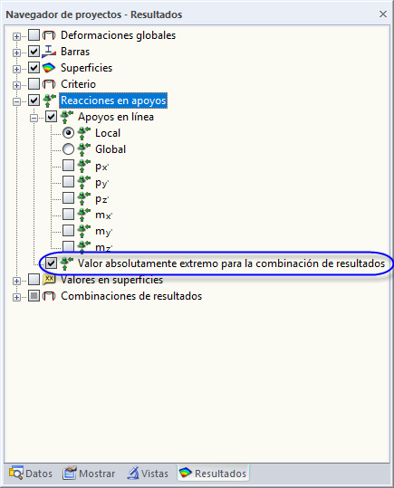 Navegador de resultados para reacciones en el soporte
