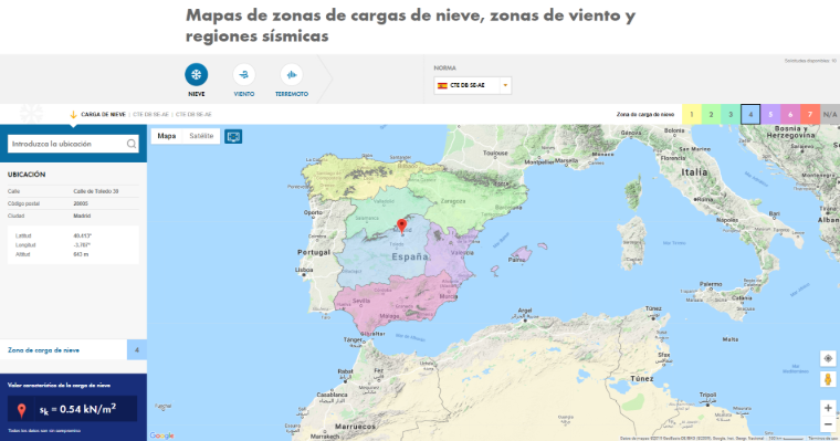 Después de introducir la ubicación, por ejemplo, el código postal (PSČ) o el nombre de la localidad, o bien después de hacer clic en el lugar correspondiente del mapa, obtenemos el valor de la carga.