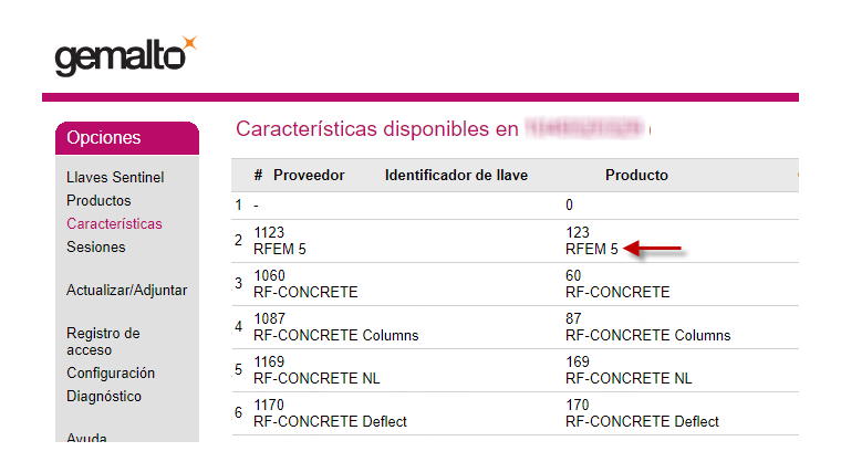Visualización de nombres de productos en el Centro de control de administración