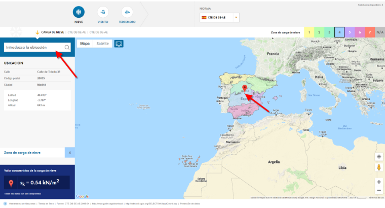 Descripción de la ubicación en el mapa