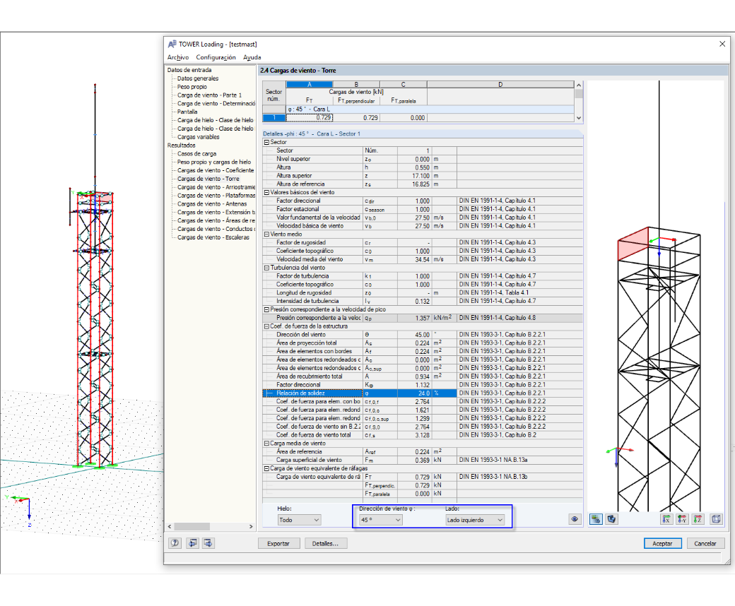 Valores intermedios en RF-/TOWER Loading