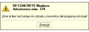 Advertencia "¡Error al leer las fuerzas y momentos de cálculo del programa principal!"