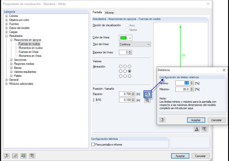Configuración de límites relativos