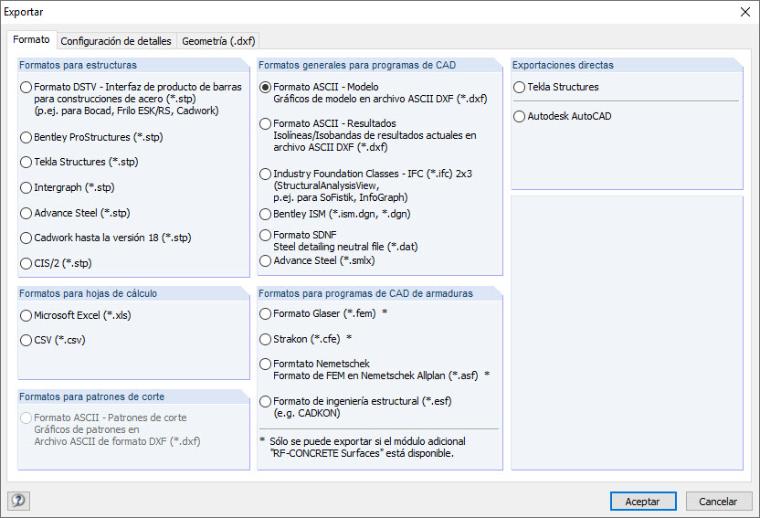 Exportar interfaces en RFEM