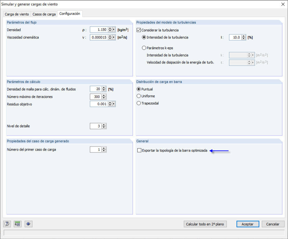 Menú de configuración
