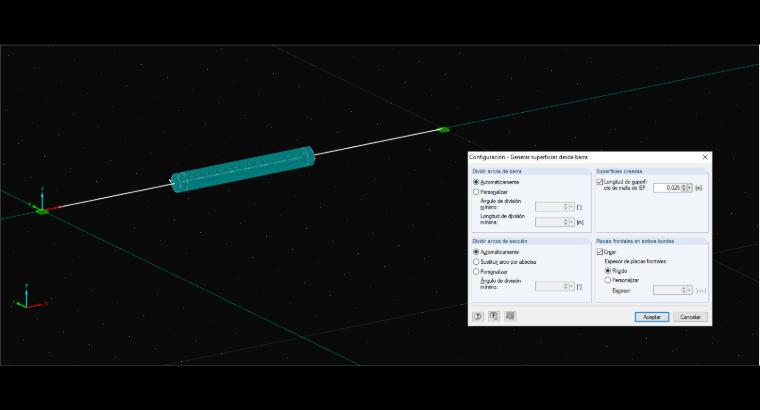 Configuración para "Generar superficies desde barra"