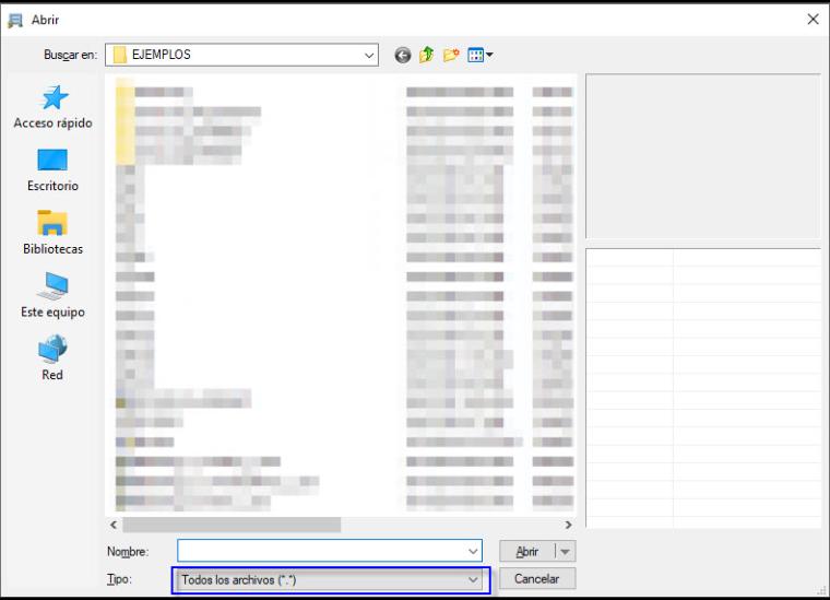 Abrir el cuadro de diálogo RSTAB 7 con la configuración del tipo de archivo