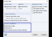 Exportación de tablas a Microsoft Excel - Configuración