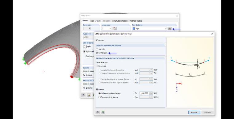 Configuración de la búsqueda de forma para una viga