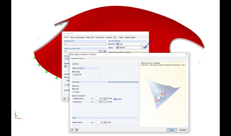 Configuración de la búsqueda de forma para un elemento de superficie