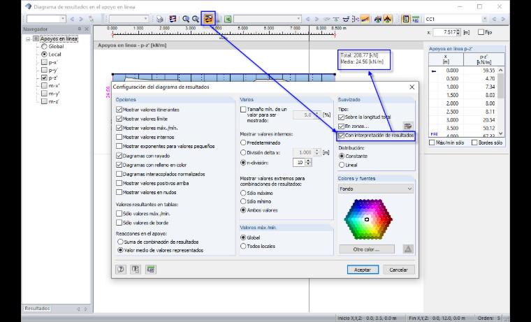 Configuración de los diagramas de resultados "Con interpolación de resultados"