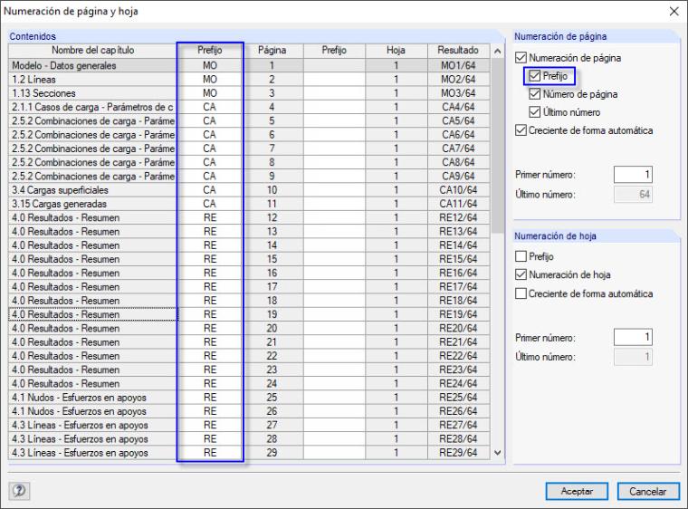 Configuración de detalles avanzada