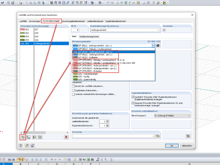 Creación de una nueva expresión de combinación y selección de la situación de cálculo