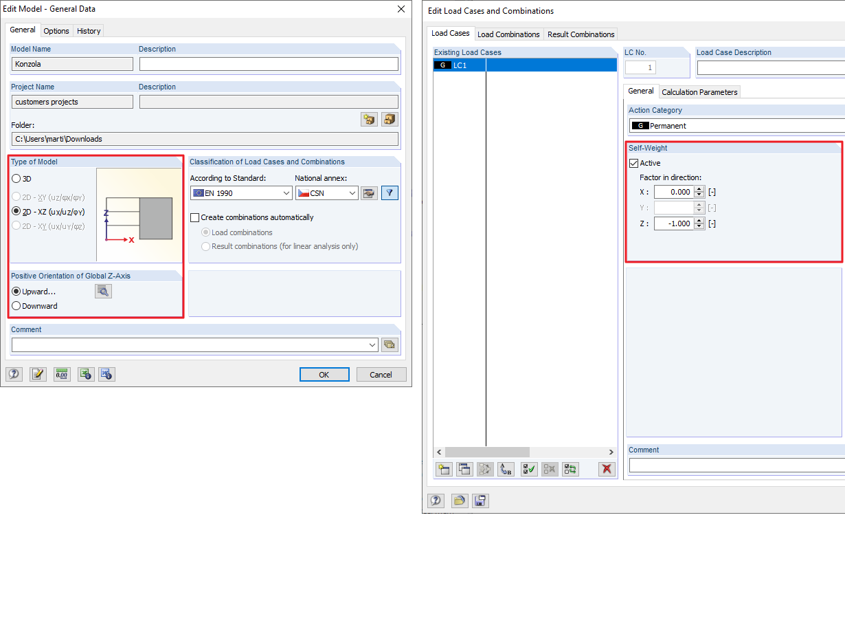 Para un modelo 2D de una estructura vertical, recomendamos utilizar el tipo de modelo 2D-XZ.