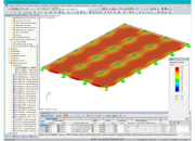 Deformación de un piso de paneles de madera contralaminada en RFEM (© PIRMIN JUNG)