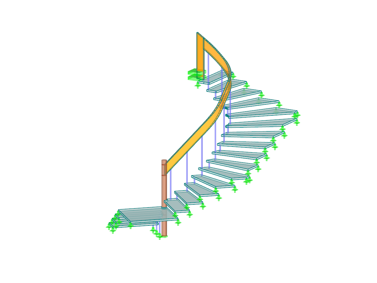 Modelo de escalera multimaterial (madera, acero, vidrio) Antibes, Francia (© YLEx)