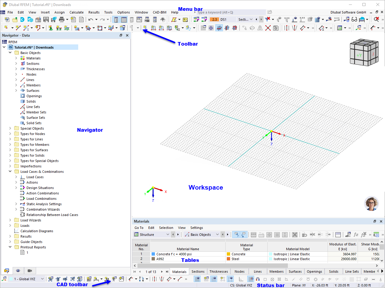 Interfaz de usuario de RFEM