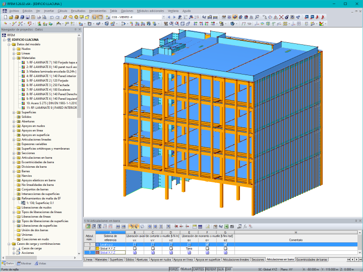 Modelo del edificio de oficinas en RFEM (© Estudi M103)
