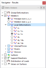 Selección de deformaciones de barras locales en el navegador