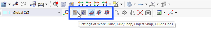 Botones para la configuración del plano de trabajo