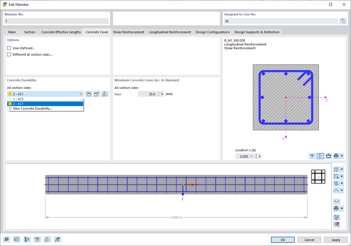 Asignación de tipo de durabilidad del hormigón a la barra en el cuadro de diálogo
