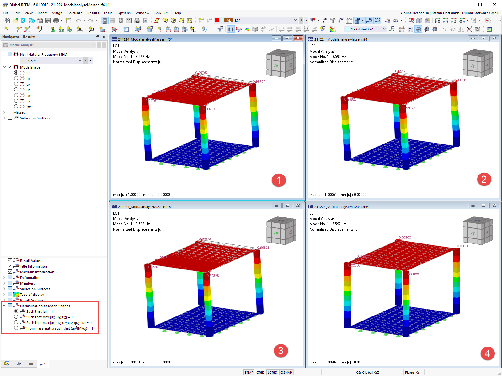 FAQ 005159 | ¿Dónde puedo ajustar la estandarización de una forma de modo en RFEM 6/RSTAB 9?