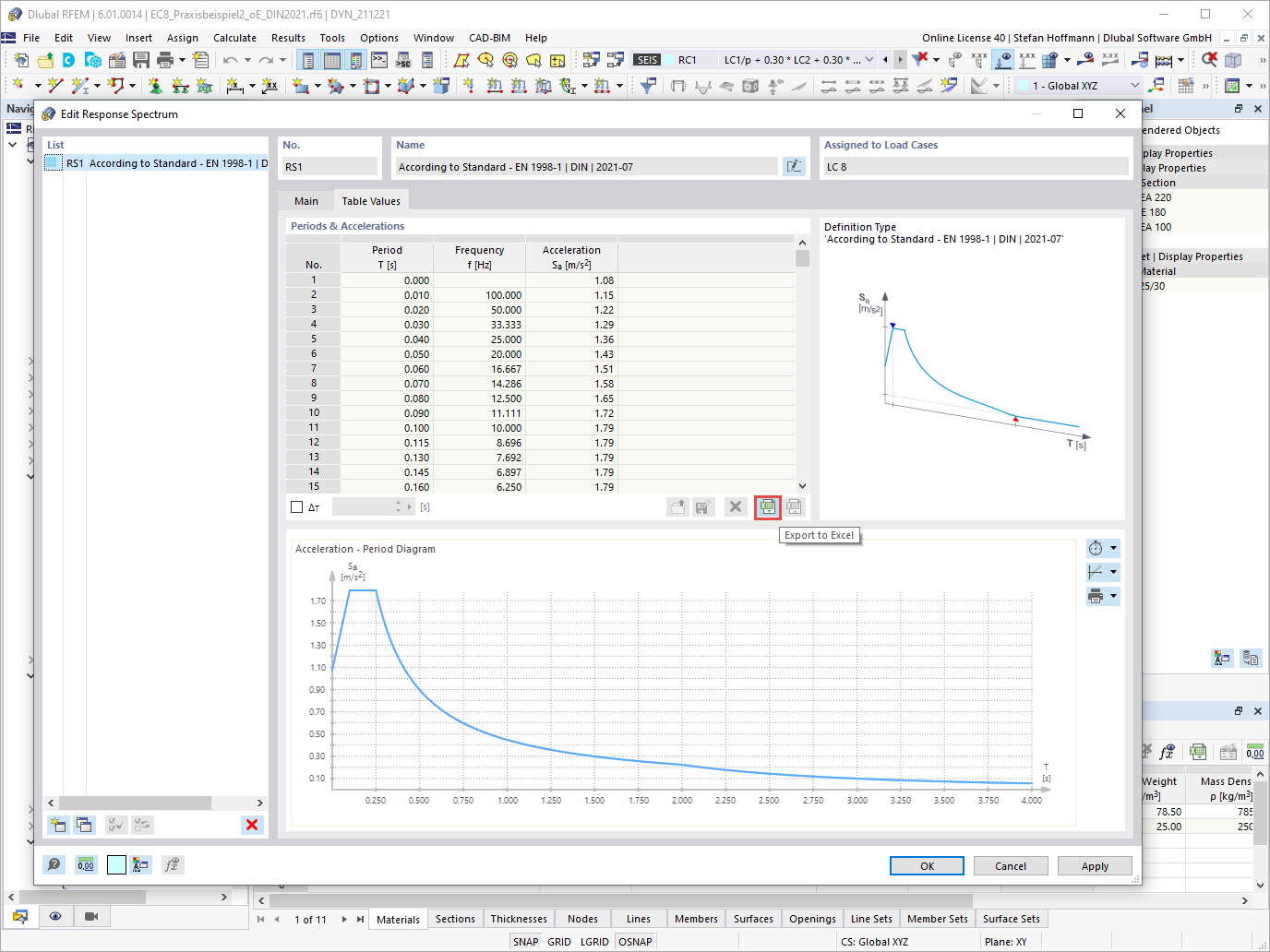 FAQ 005181 | ¿Puedo exportar un espectro de respuesta de RFEM 6 y usarlo en RFEM 5, por ejemplo?