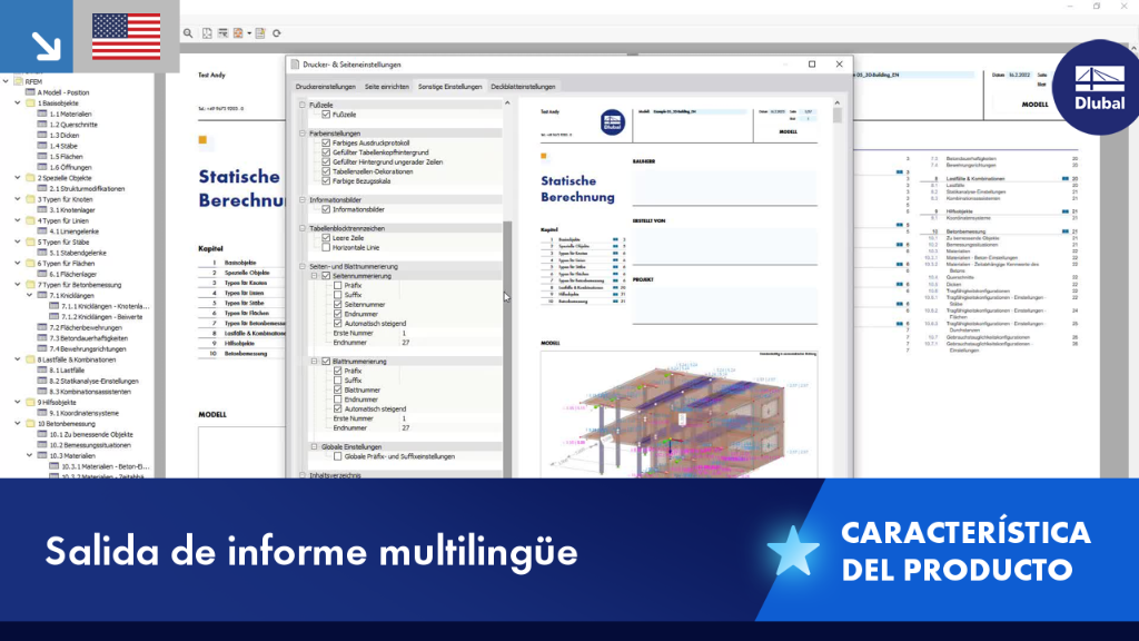 Salida de informe multilingüe para documentación técnica e informes