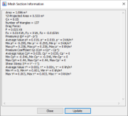 Información de la sección de malla