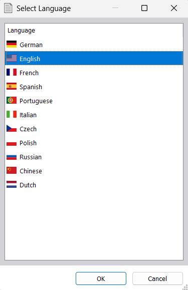 Selección del idioma para el informe