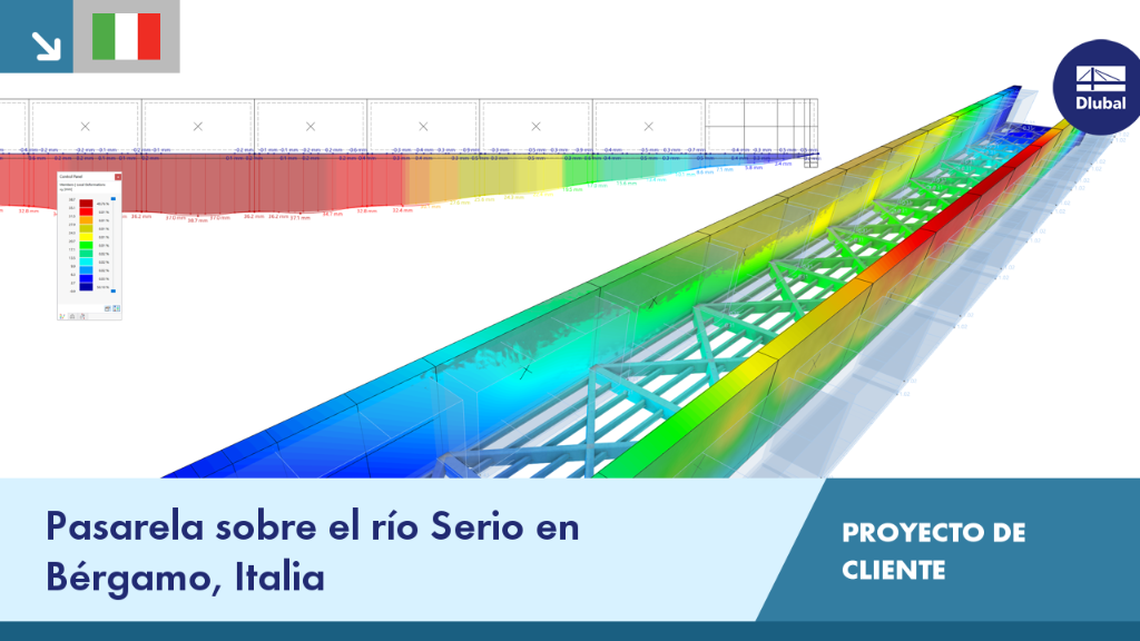 Elegante pasarela peatonal sobre el río Serio en Bérgamo, que muestra un diseño de ingeniería moderno.