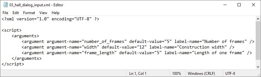 Secuencia de comandos XML de la diálogo de entrada