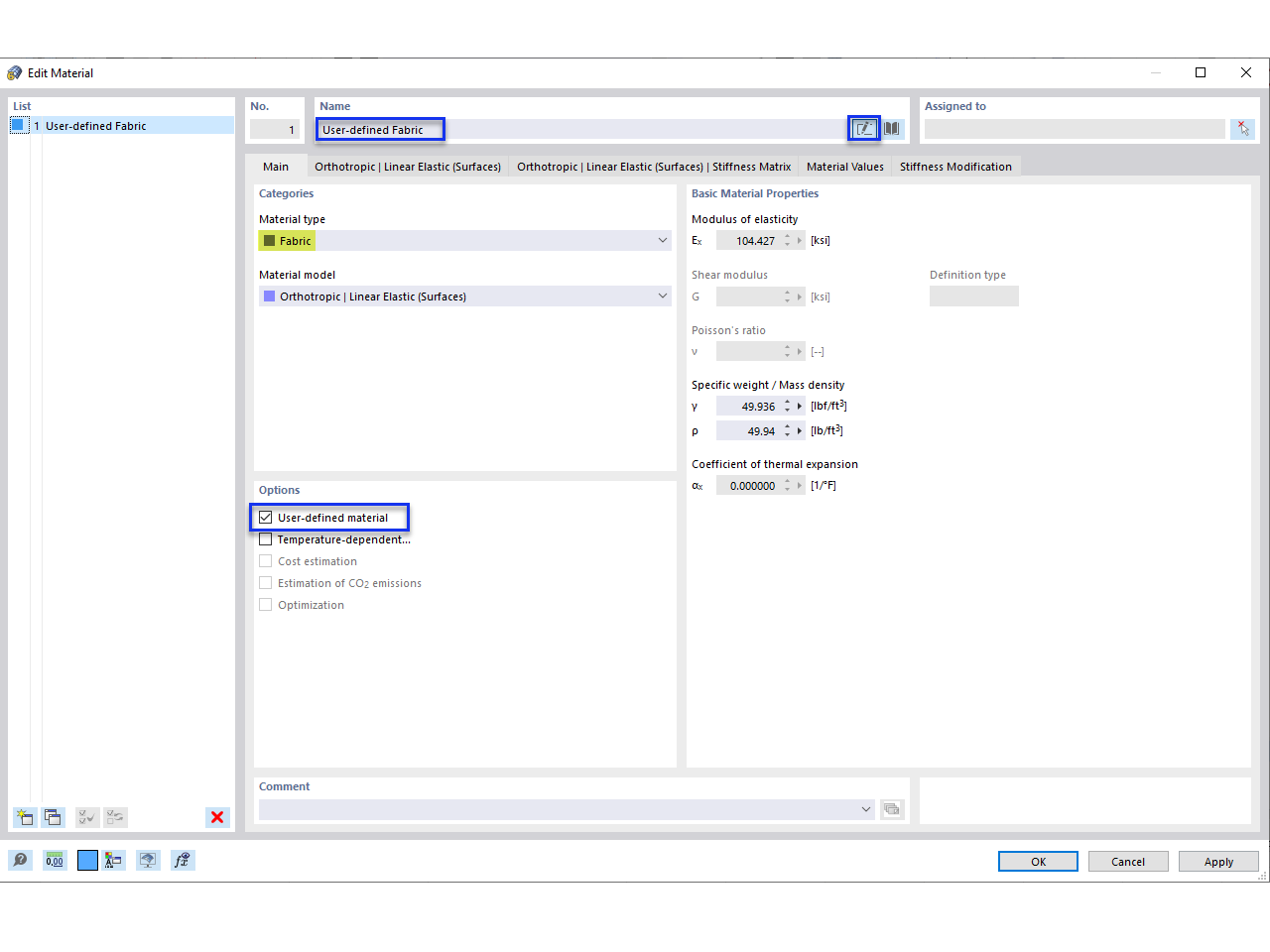 FAQ 005317 | Cómo crear un tejido definido por el usuario.