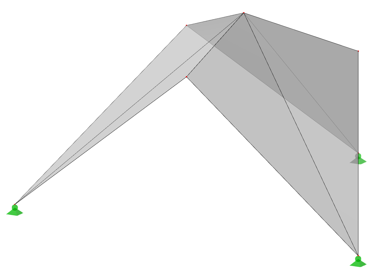 Modelo ID 1341 | 034-FPC005-a | Sistemas de estructuras plegadas prismáticas. Superficies plegadas individualmente sobre plantas triangulares, Cumbreras hacia el centro