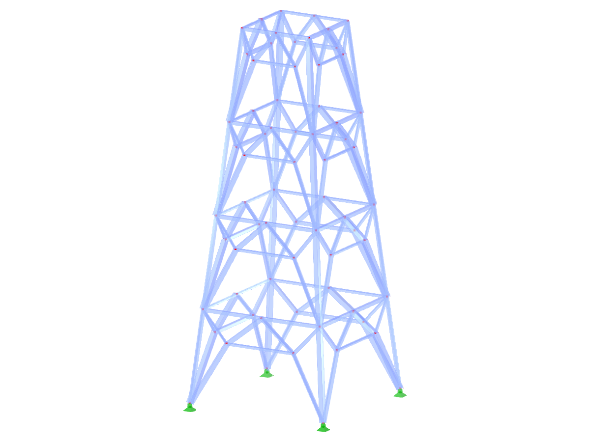 Modelo ID 2226 | TSR053-b | Torre de celosía | Plano rectangular | Diagonales en K inferiores (poligonales) y horizontales intermedias