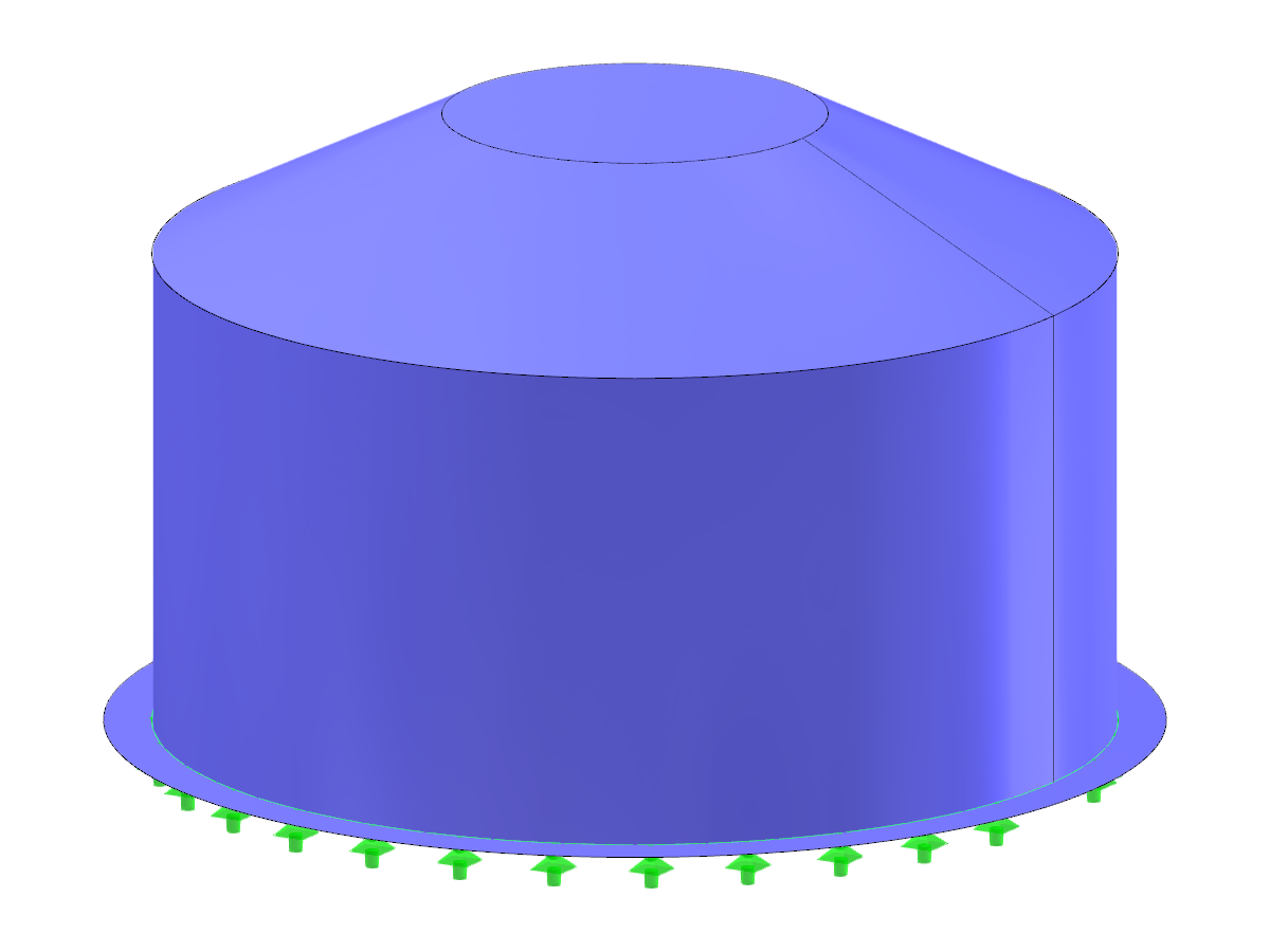 Silo de acero de base circular y cubierta troncocónica, apto para almacenamiento industrial.