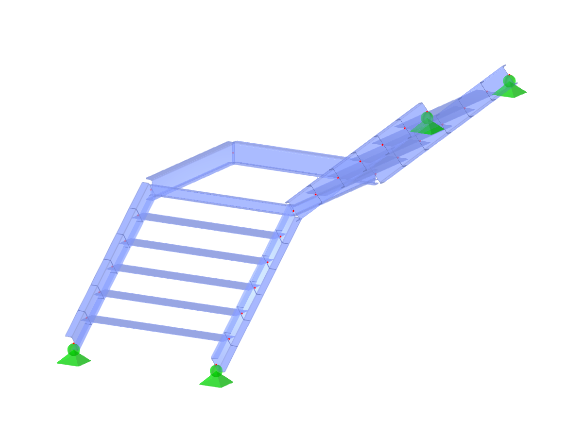 Modelo ID 2985 | STS003-a | Escaleras | Dos tramos | Un cuarto de vuelta (en L) | Arriba-derecha