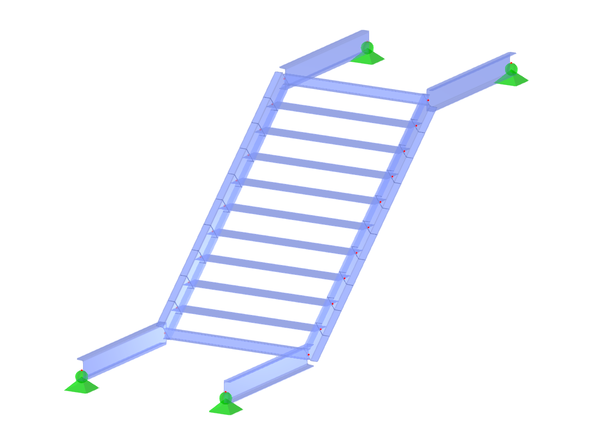 Modelo ID 3073 | STS001-d | Escaleras | Tramo simple | Recta con descanso superior e inferior