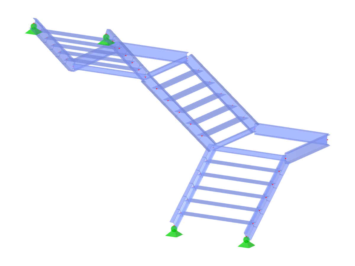 Modelo ID 3081 | STS005-b | Escaleras | Tres tramos | De doble L (en U) | Arriba-izquierda